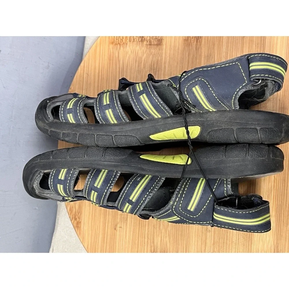 Khombu Dillon Fisherman Sandals Boys 3 Blue‎ Lime Green Bungee 962653 Outdoor